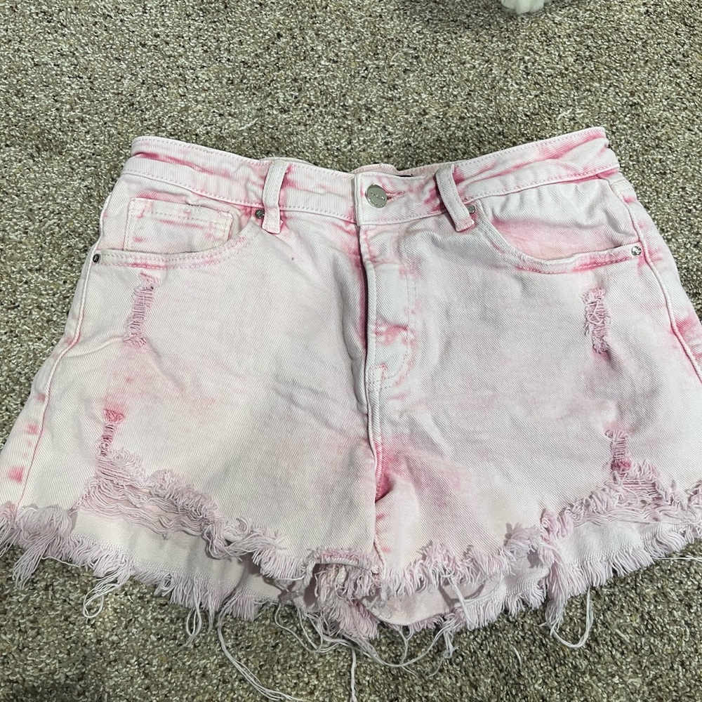 Pink Frayed Women's Denim Shorts